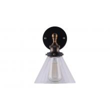 Clear Glass Funnel Filament Wall Lamp