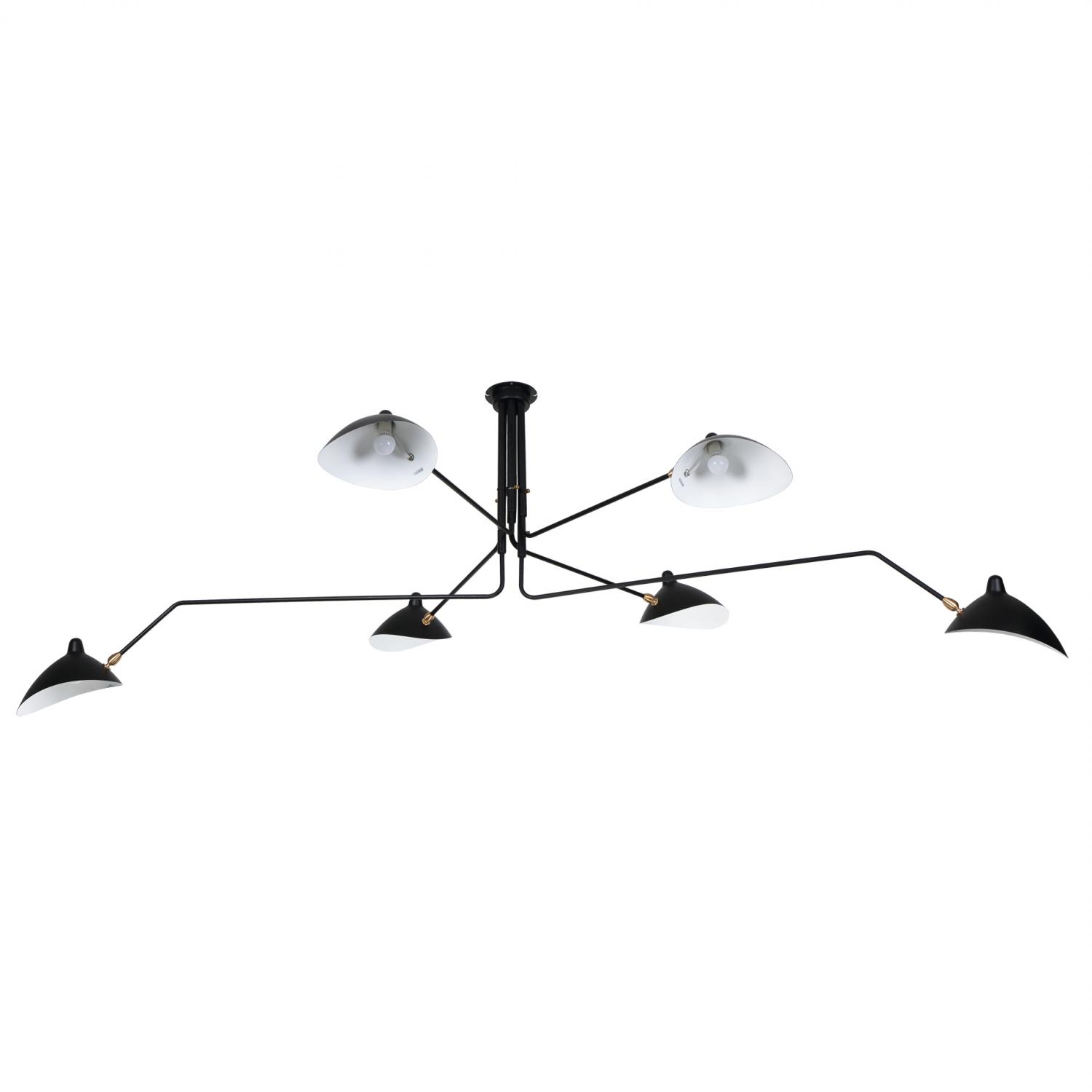 Six Arm Ceiling Lamp Serge Mouille France Design Pendant Modern