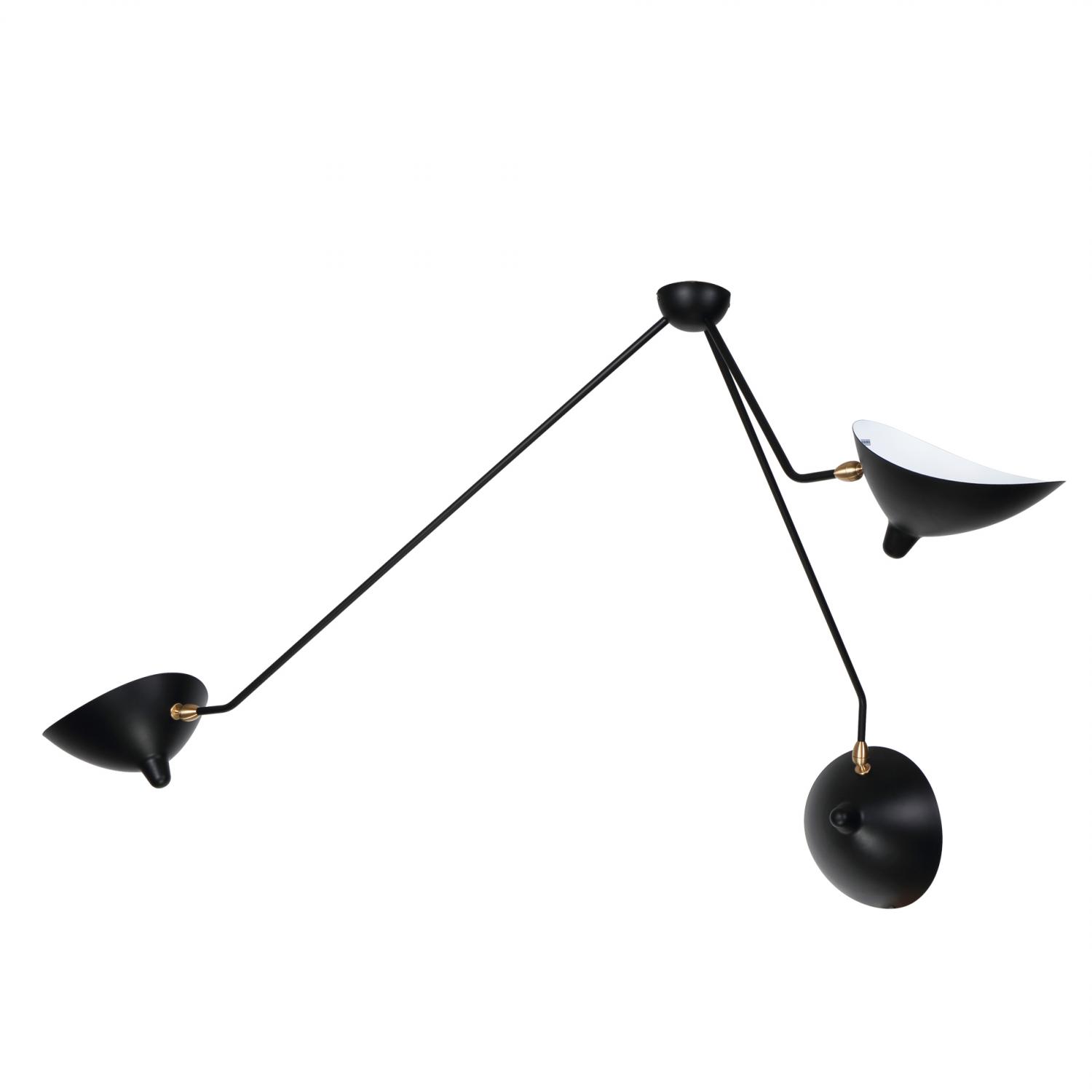 Three-Arm Ceiling Lamp Serge Mouille France Design