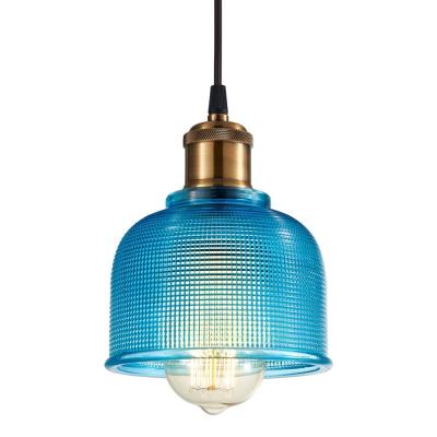 Tulip Glass Pendant Lamp - Blue/BLACK-8606S-BE/BK