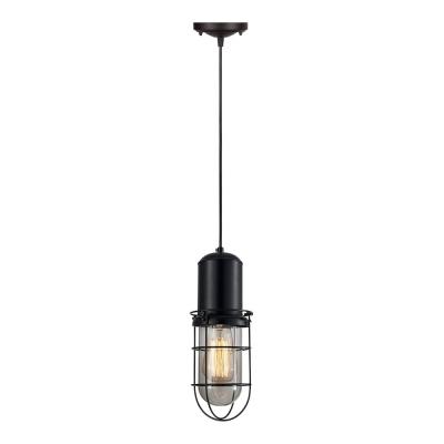 Portside Caged Pendant Light - Black-8613S