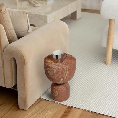 Chess Travertine Side Table