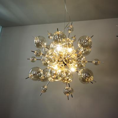 Cognac Colored Glass Bubble Pendent Lamp